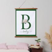 Monogram Floral Letter B Wandteppich Mit Holzrahmen (Schlafzimmer)