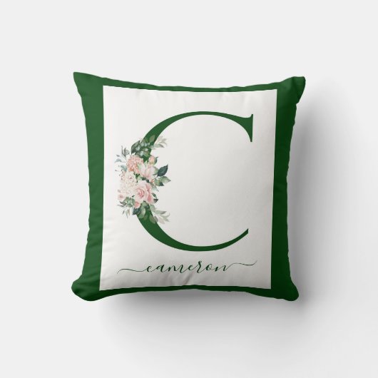 Monogram Floral Letter C Kissen (Vorderseite)