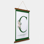 Monogram Floral Letter C Wandteppich Mit Holzrahmen (Gewinkelt)