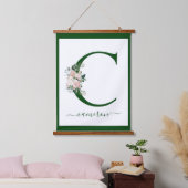 Monogram Floral Letter C Wandteppich Mit Holzrahmen (Schlafzimmer)