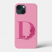 Monogram Floral Letter D iPhone Case (Rückseite)