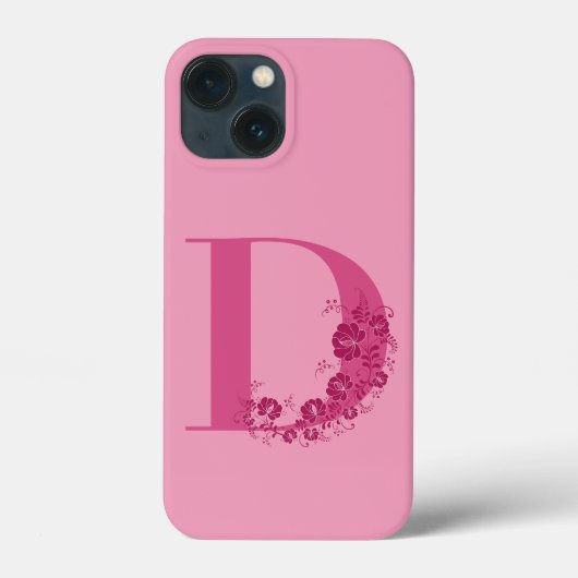 Monogram Floral Letter D iPhone Case (Rückseite)