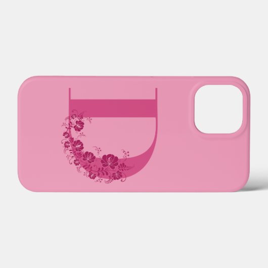 Monogram Floral Letter D iPhone Case (Rückseite (Horizontal))