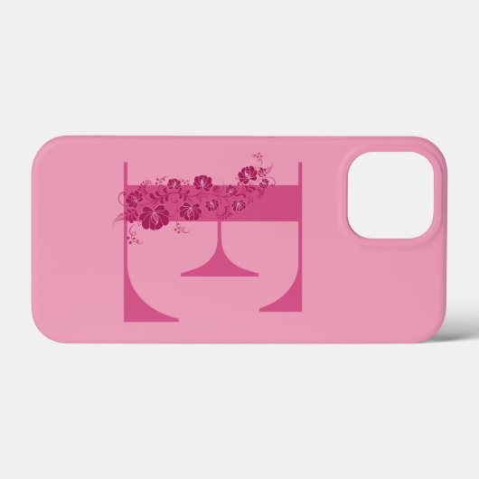 Monogram Floral Letter E iPhone Case (Rückseite (Horizontal))