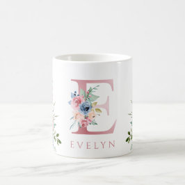 Monogram, Floral Letter E Tasse