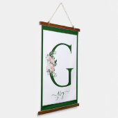 Monogram Floral Letter G Wandteppich Mit Holzrahmen (Gewinkelt)