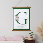 Monogram Floral Letter G Wandteppich Mit Holzrahmen (Schlafzimmer)