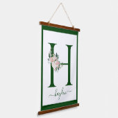 Monogram Floral Letter H Wandteppich Mit Holzrahmen (Gewinkelt)