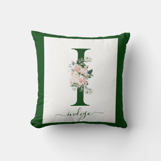 Monogram Floral Letter I Kissen (Vorderseite)