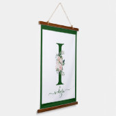 Monogram Floral Letter I Wandteppich Mit Holzrahmen (Gewinkelt)