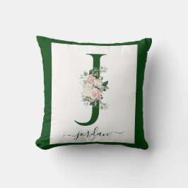 Monogram Floral Letter J Kissen