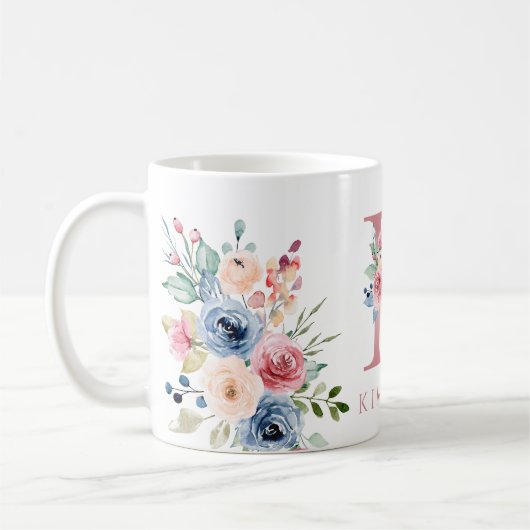 Monogram, Floral Letter K Tasse (Links)