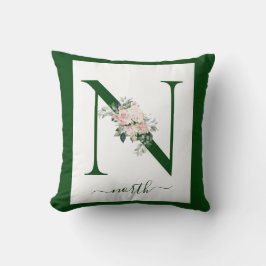 Monogram Floral Letter N Kissen