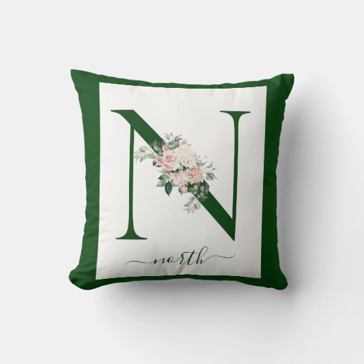 Monogram Floral Letter N Kissen (Vorderseite)