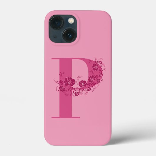 Monogram Floral Letter P iPhone Case (Rückseite)