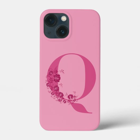 Monogram Floral Letter Q iPhone Case (Rückseite)