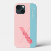 Monogram Floral Letter X iPhone Case (Rückseite)