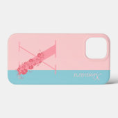 Monogram Floral Letter X iPhone Case (Rückseite (Horizontal))