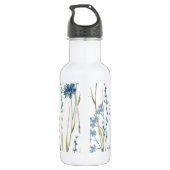Monogram Floral Light Blue Edelstahlflasche (Rückseite)