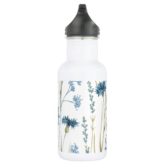 Monogram Floral Light Blue Edelstahlflasche (Rechts)