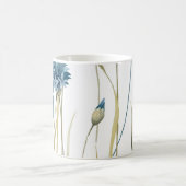 Monogram Floral Light Blue Gold auf Weiß Kaffeetasse (Mittel)