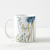 Monogram floral Light Blue Gold White Kaffeetasse (Links)