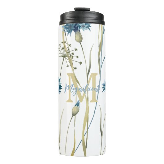 Monogram Floral Light Blue Thermosbecher (Vorderseite)
