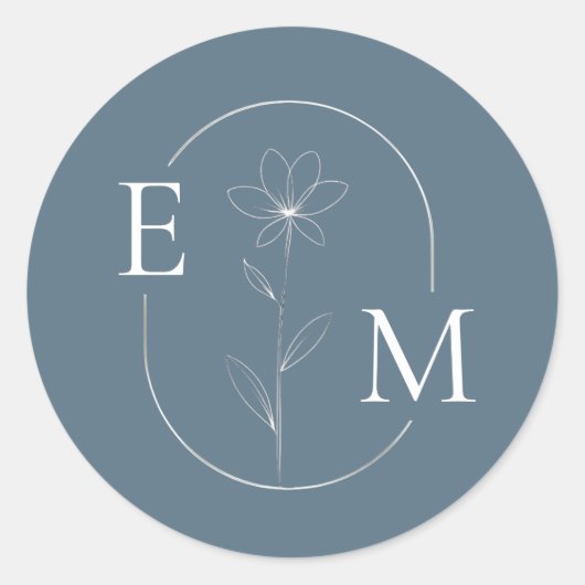 Monogram Floral Minimalistic Wedding Sticker (Vorderseite)