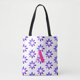 Monogram Floral Pattern Blau Tasche