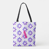 Monogram Floral Pattern Blau Tasche (Rückseite)