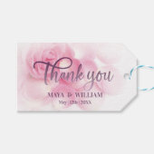 Monogram Floral Pink Wedding Danke Geschenkanhänger (Vorderseite (Horizontal))