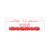 Monogram Floral Rose Elegantes Rücksendeadresse-Et (Vorne)
