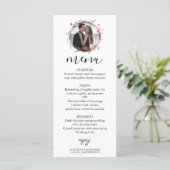 Monogram Floral Rose Gold Foil Foto Wedelmenü Menükarte (Stehend Vorderseite)
