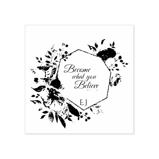 Monogram Floral Scripte Gummistempel (Prägung)