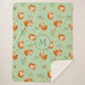 Monogram Floral Spitz Muster Minze Green Sherpadecke (Vorderseite)