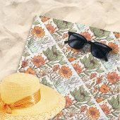 Monogram Floral Tile Pattern Boho Hippie Stilvoll Strandtuch