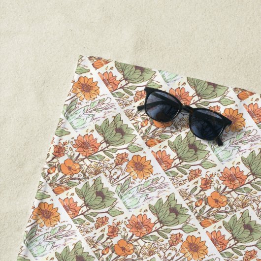 Monogram Floral Tile Pattern Boho Hippie Stilvoll Strandtuch (Beispiel)