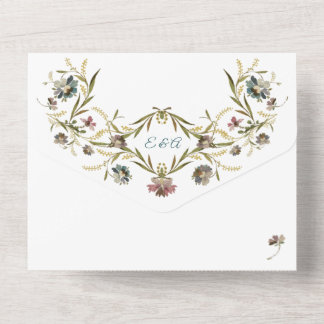 Monogram Floral Vine All in one Wedite Einladung