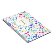 Monogram Floral Watercolour Spiral Notebook Notizblock (Rechte Seite)