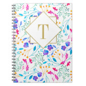 Monogram Floral Watercolour Spiral Notebook Notizblock (Vorderseite)