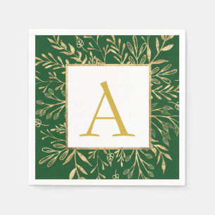 Monogram Floral Wedding Elegant Moderne Serviette