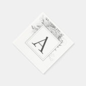 Monogram Floral Wedding Elegant Moderne Serviette (Ecke)