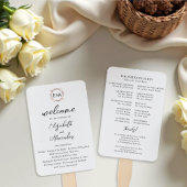Monogram Floral Wedding Program Hand Fan Fächer