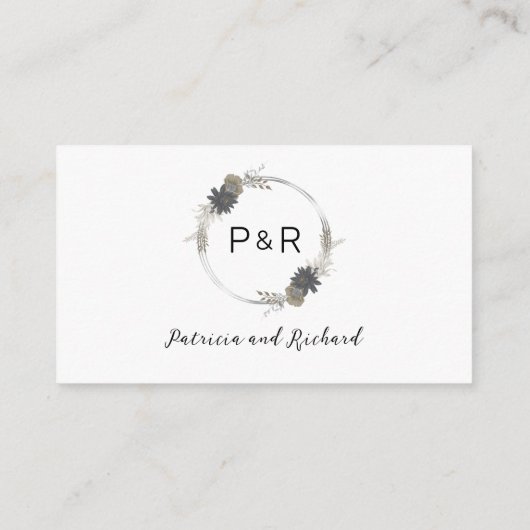 Monogram Floral Wedding RSVP Enclosure Card Begleitkarte (Rückseite)