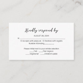 Monogram Floral Wedding RSVP Enclosure Card Begleitkarte