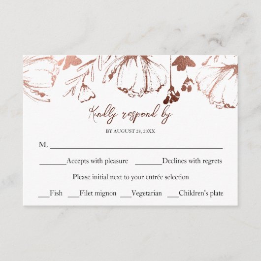 Monogram Floral Wedding RSVP Enclosure Card Begleitkarte (Vorderseite)