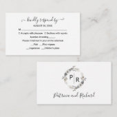 Monogram Floral Wedding RSVP Enclosure Card Begleitkarte (Vorne/Hinten)
