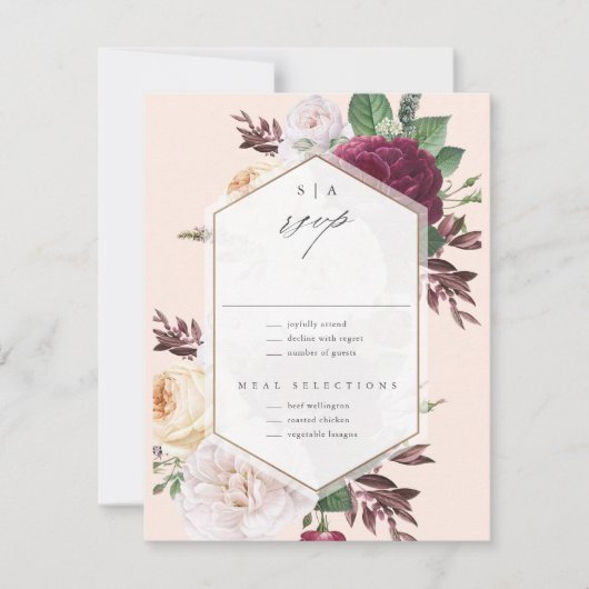 Monogram Floral Wedding RSVP Karte (Vorderseite)