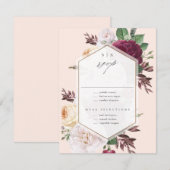 Monogram Floral Wedding RSVP Karte (Vorne/Hinten)