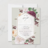 Monogram Floral Wedding RSVP Karte (Vorderseite)